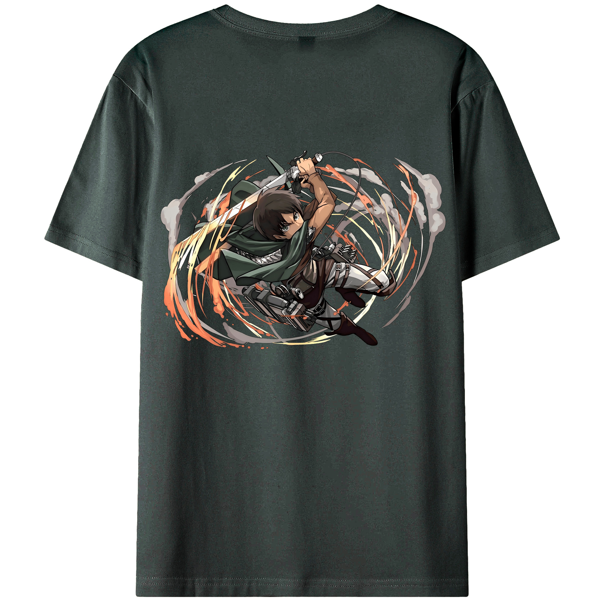 （画像用） 進撃の巨人 エレン･イェーガー Attack on Titan Eren Jäger 綿100％ メンズ半袖Tシャツ（バックプリント） 通気性